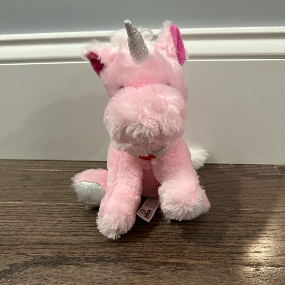 Goffa Pink Unicorn with Silver Sparkle Accents Plush 7.5"